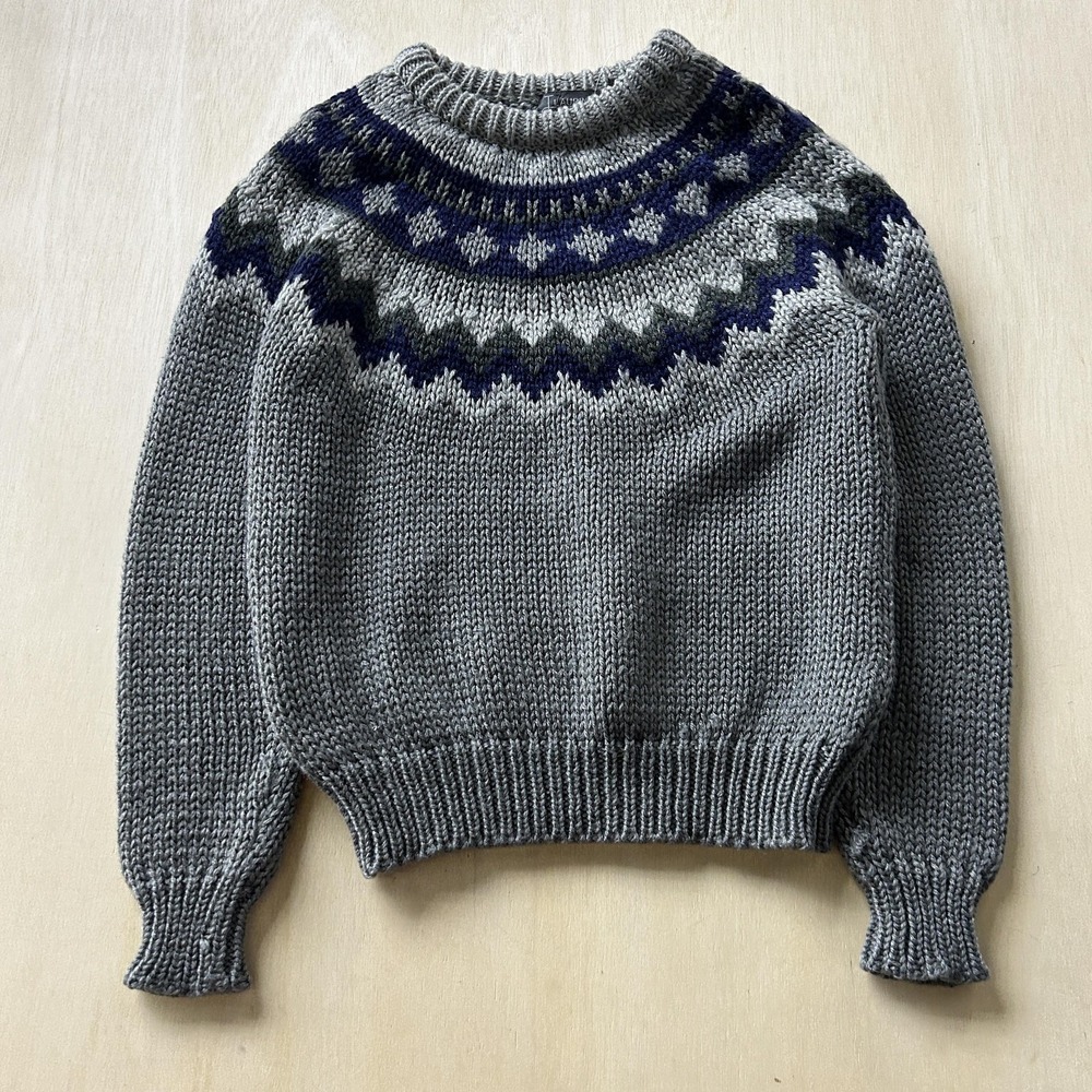 J Laurin Sweater Womens Large Gray Fair Isle Knit Heavyweight Winter Pullover